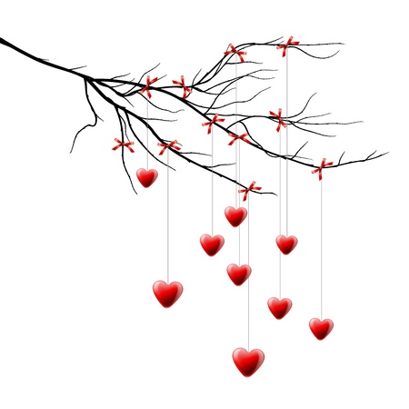 Valentine background, branch with heartsのイラスト素材