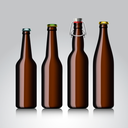 Beer bottle clear set with no label,illustration のイラスト素材