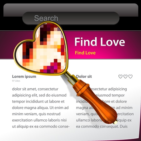 Magnifying Glass searching love website templateのイラスト素材