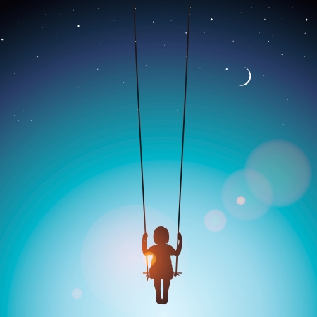 Little girl on a swingのイラスト素材