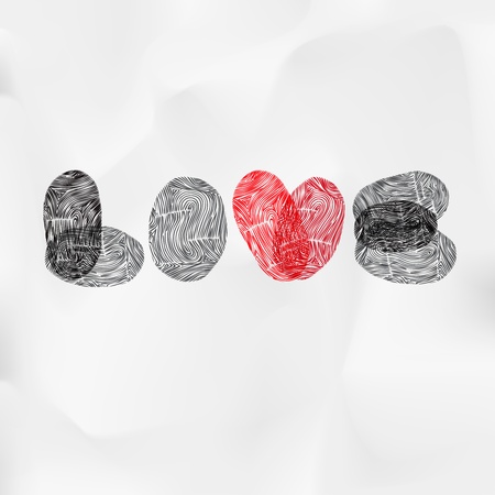 Word Love written with fingerprint, Valentine cardのイラスト素材