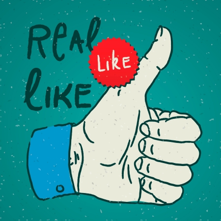 Like Thumbs Up symbol hand drawnのイラスト素材