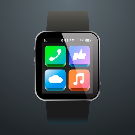 Modern watch with App Iconsのイラスト素材