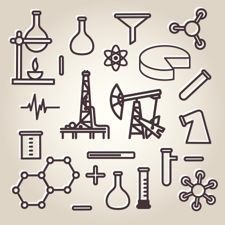 Black line minimalistic science icons setのイラスト素材