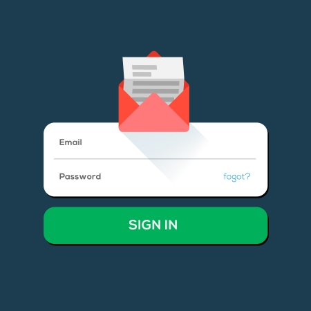 E-mail Flat icon, with log in buttonのイラスト素材