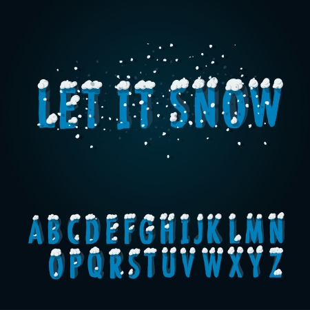 Retro type font with snowのイラスト素材