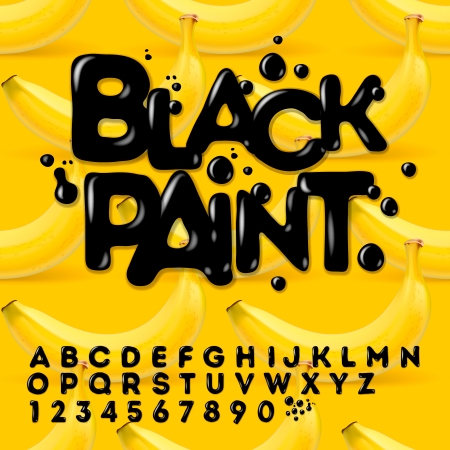 Black oil painted alphabet, vector Eps10 illustration.のイラスト素材