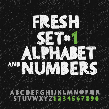 Set of hand drawing alphabet and numbersのイラスト素材