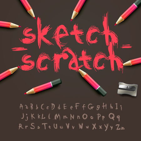 Sketch alphabet, vector illustration.のイラスト素材