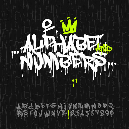 Graffiti alphabet and numbers, vector image.のイラスト素材