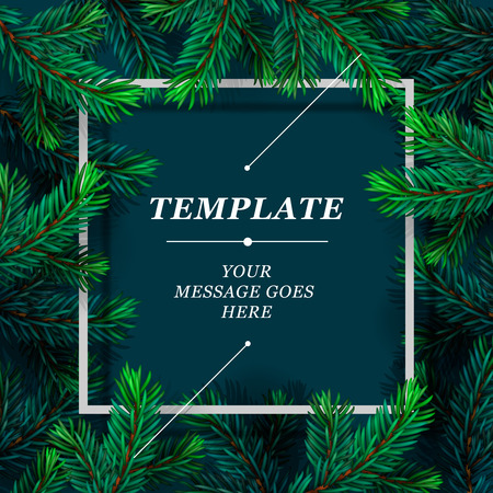 Christmas frame template with fir branch.のイラスト素材