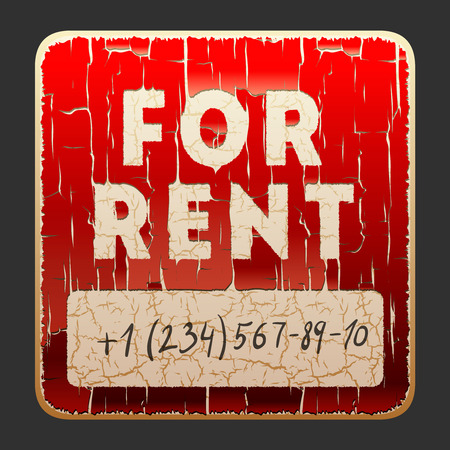 Vintage sign with the inscription For Rent, vector illustration.のイラスト素材