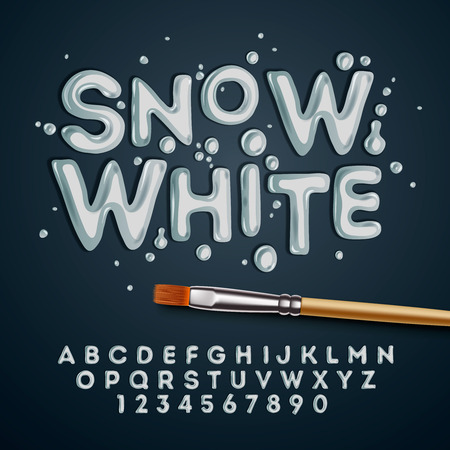 Snow white alphabet and numbers, のイラスト素材