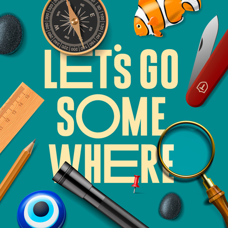 Lets some where, adventure motivation concept, vector illustration.のイラスト素材