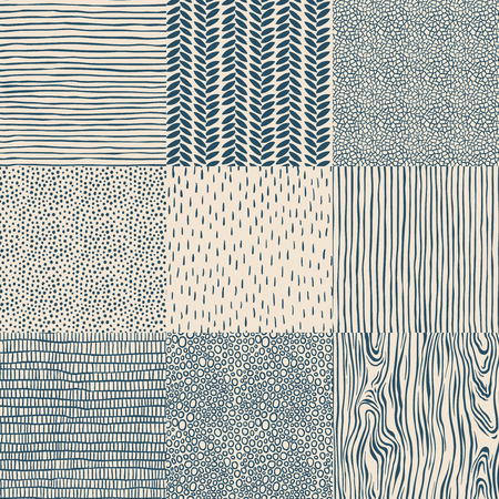 Seamless floral vintage pattern set, vector illustration.のイラスト素材