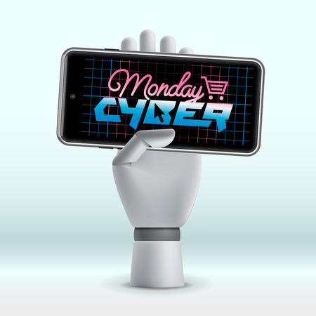 Cyber Monday, online shopping and marketing concept, vector illustration.のイラスト素材
