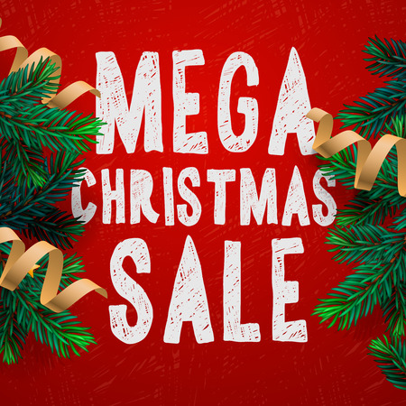 Christmas mega sale background, promotional poster for Christmas saleのイラスト素材