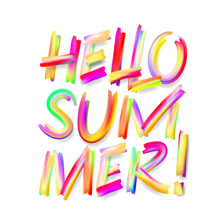 Hello Summer, typographic design on isolated white background, vector illustration.のイラスト素材