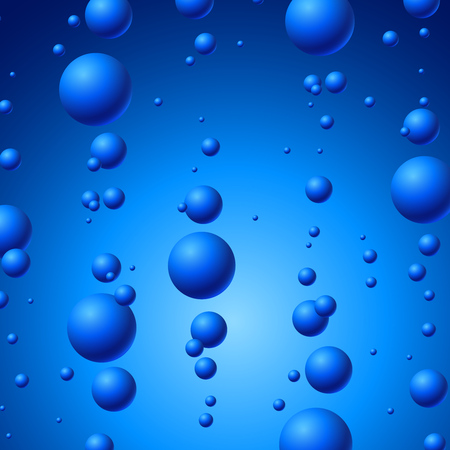 Bubbles in water on blue background. Circle and liquid, light design, vector illustration.のイラスト素材