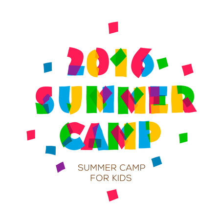 Themed Summer Camp 2016 poster in flat style, vector illustration.のイラスト素材