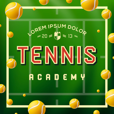 Tennis academy design over green background, vector illustration.のイラスト素材