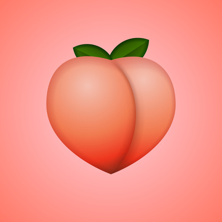 Heart-shaped peach, whole fruit, isolated backgroundのイラスト素材
