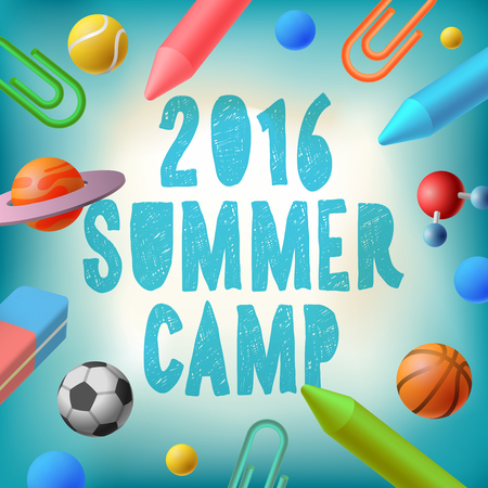 Summer camp 2016, themed poster, vector illustration.のイラスト素材