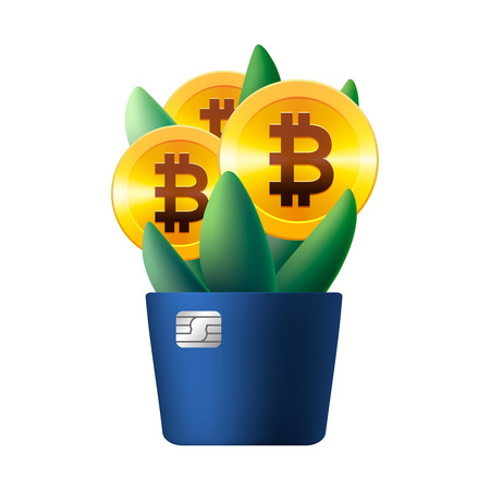 Growing bitcoin icon like flowerのイラスト素材