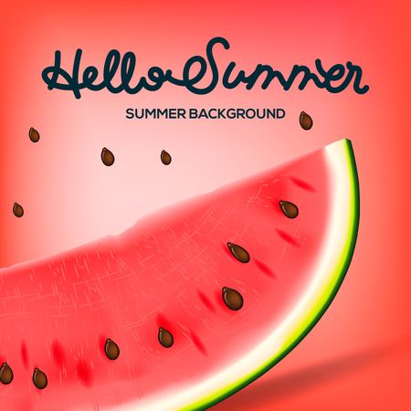 Hello Summer inscription on the background of watermelon.のイラスト素材
