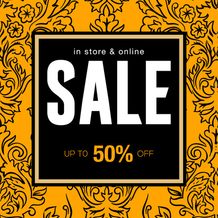 Modern promotion square web banner for social media mobile apps. Elegant sale and discount promo backgrounds with abstract pattern. Email ad newsletter layouts, vector illustration.のイラスト素材