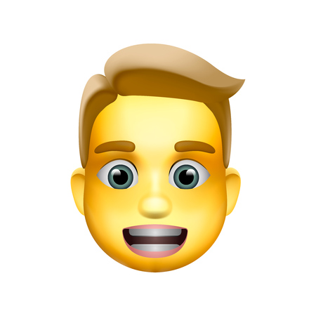 Man emoji icon, medium-light skin tone, blond hair, vector illustrationのイラスト素材