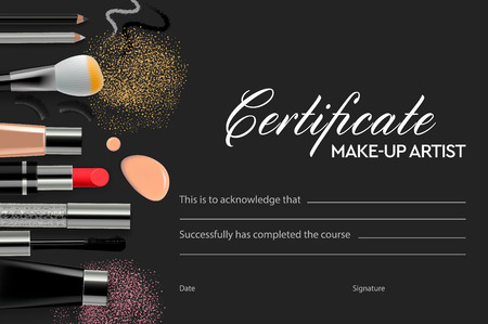 Certificate makeup school, vector illustration.のイラスト素材