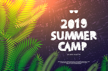 Summer Holiday and Travel themed Summer Camp poster, vector illustrationのイラスト素材