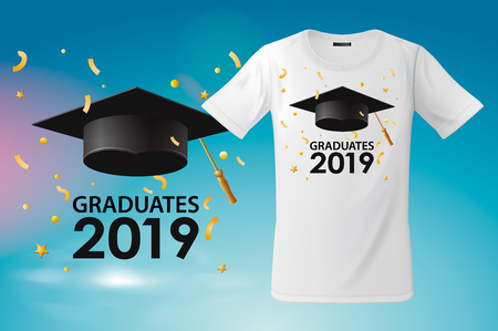 T-shirt template for Graduates Class of 2019, t-shirt design print, vector illustration.のイラスト素材