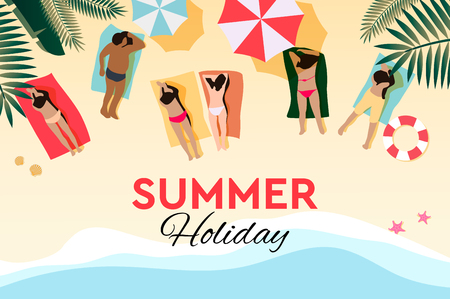 Tropical beach poster. Summer Holiday, vector illustration.のイラスト素材