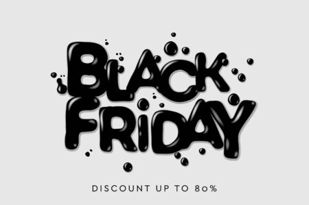 Black Friday Sale. Banner, poster, logo dark color on white background. Discount up to 80 offer, vector illustration.のイラスト素材