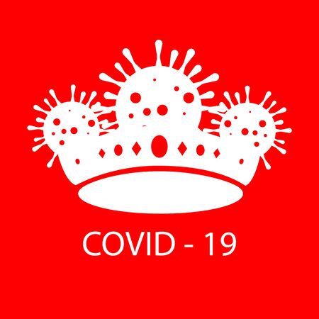 Virus Novel Coronavirus 2019-nCoV and home quarantine. KEEP CALM crown on a red background. Vector illustration.のイラスト素材