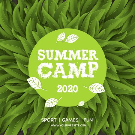 Summer Camp poster, Summer Holiday and Travel themed, Eco Camp, vector illustrationのイラスト素材