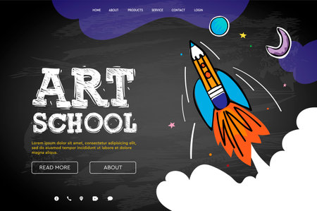 Web page design template for Art School, vector imageのイラスト素材