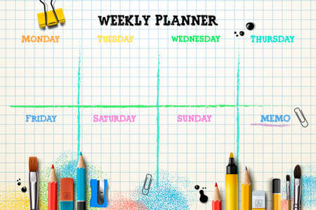 Weekly planner template. Organizer and schedule with place for Memoのイラスト素材