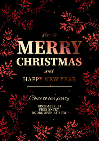 Christmas party and Happy New Year design template, Holiday posterのイラスト素材