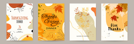 Trendy abstract Thanksgiving templates. Good for poster, card, invitation, flyer, cover, banner, placard, brochure and other graphic designのイラスト素材