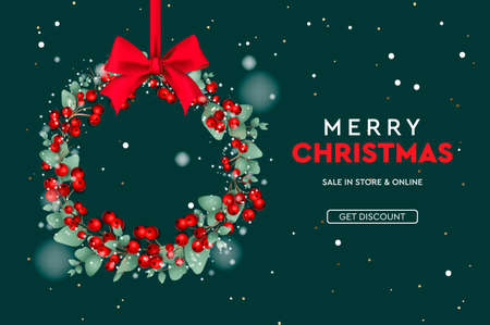 Web page design template for Christmas Sale. Vector illustration for landing page, poster, banner and website development.のイラスト素材