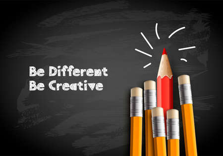 Be different, be creative.Concept business idea, innovation and solution, creative design with pencilsのイラスト素材