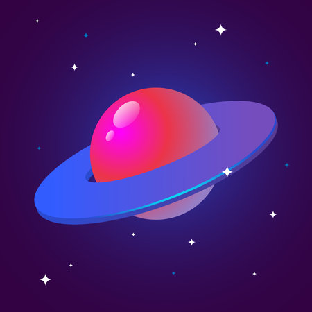 Icon Planet Saturn, Jupiter, Uranus, Neptune, with ring around. Realistic 3d symbol designのイラスト素材