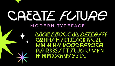Future font, typeface, trendy alphabet letters, vectorのイラスト素材