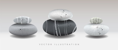 Set of pebble rocks isolated on white, vector imageのイラスト素材