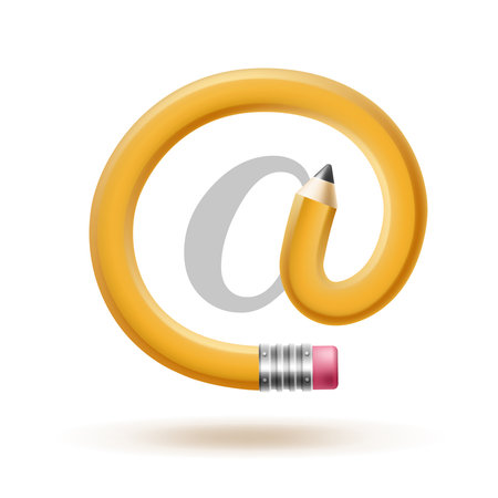 At symbol, snail symbol at sign made of school pencils, vector illustrationのイラスト素材
