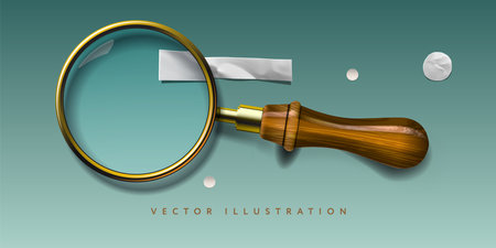 Magnifying glass, realistic object, vector illustration.のイラスト素材