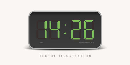 Realistic green digital clock, isolated background, frontal viewのイラスト素材